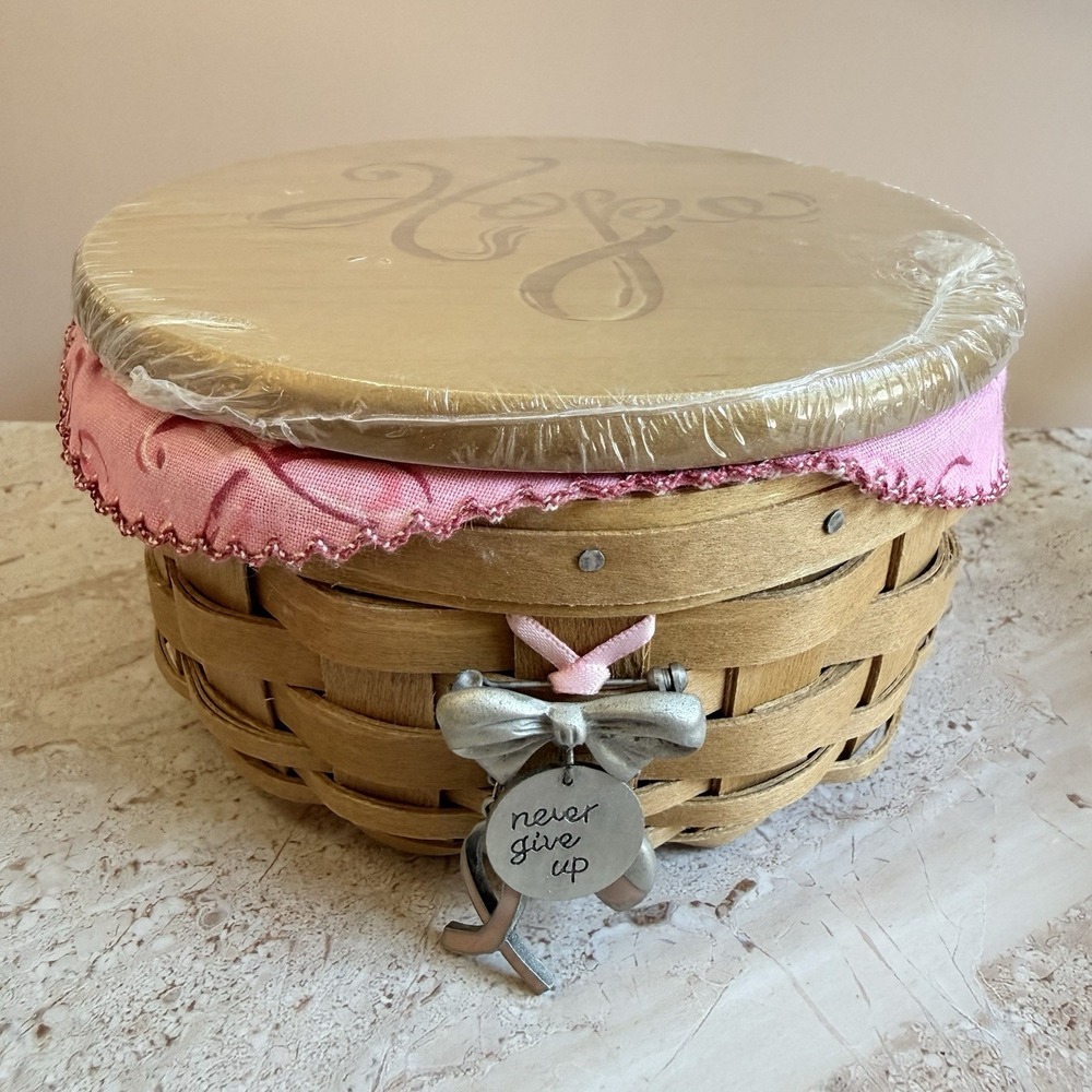 Longaberger 2010 Small Horizon of Hope Basket Set Lid Liner Tie-On 1183239